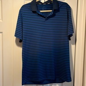 Nike New DRI FIT Victory Stripe Golf Polo Gym Blue/Obsidian/Black Large